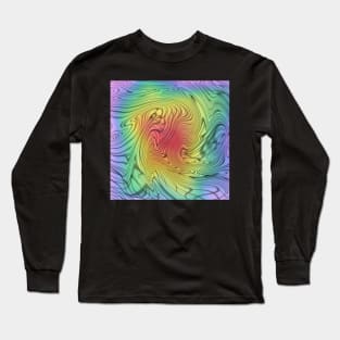 Rainbow Black and White Abstract Long Sleeve T-Shirt